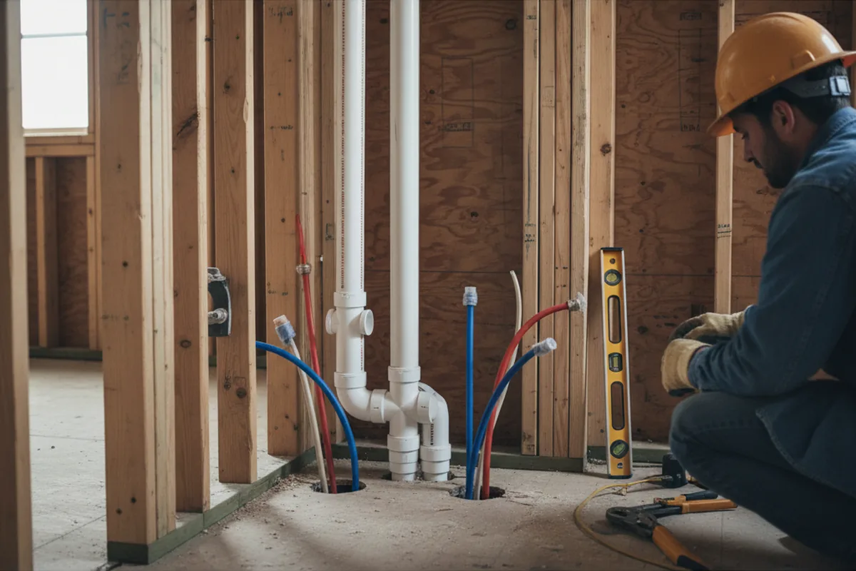 Drain and supply rough-in during Garbage Disposal Repair in Mc Adenville